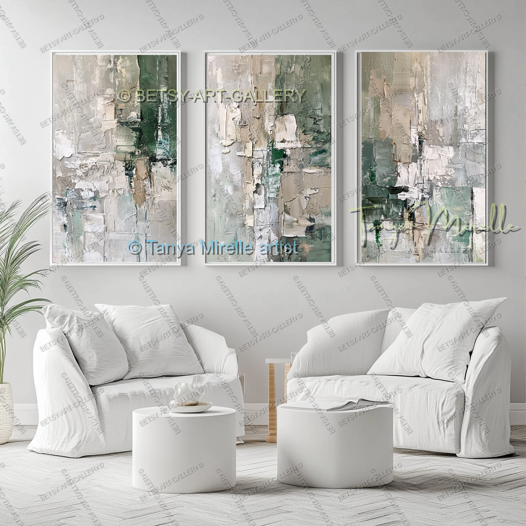 Serene Neutral Painting - Large Modern Abstract Impasto Painting