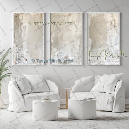 Warm Minimalism - Luxury Neutral Wall Art for Living Room