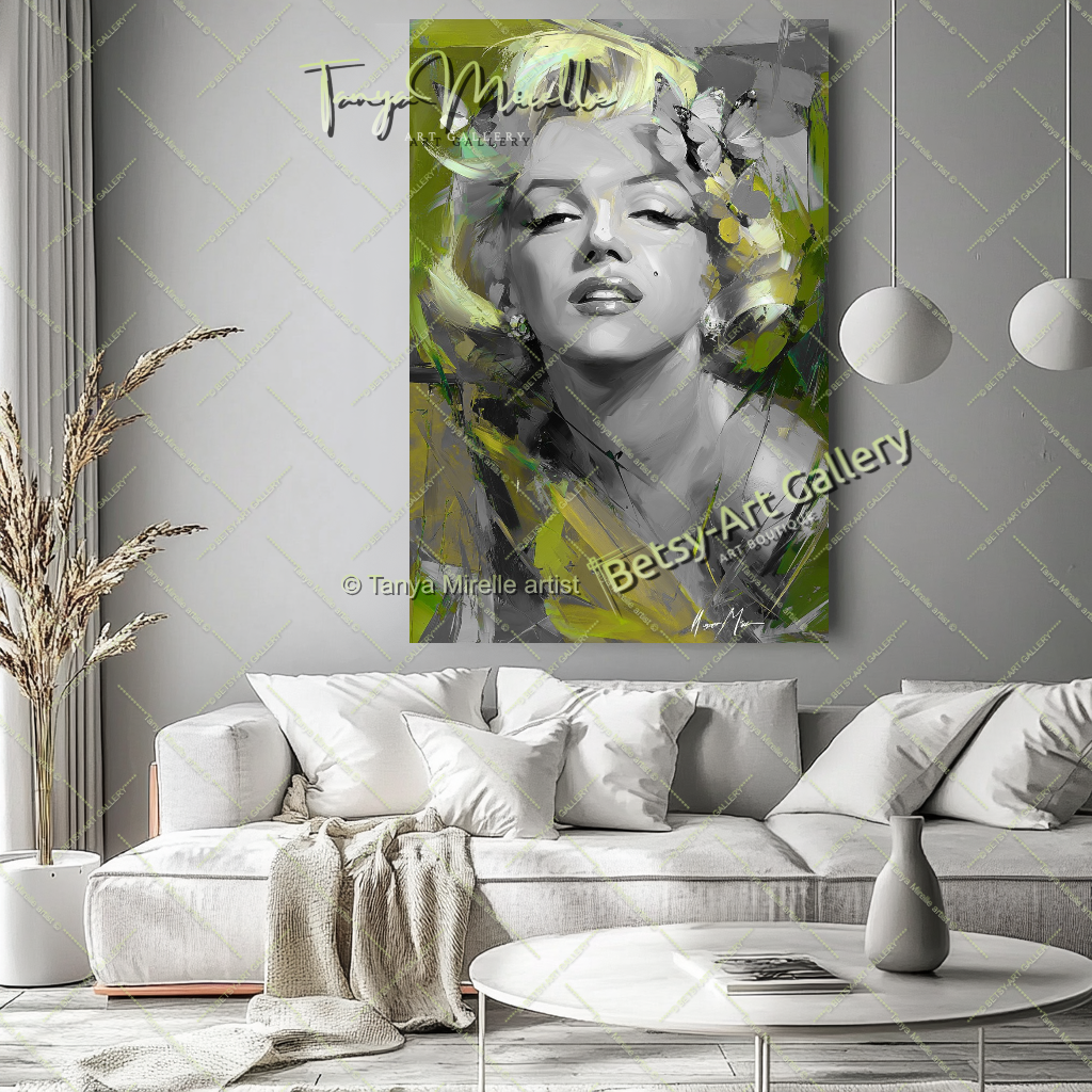 Iconic Drawing Portrait Marilyn Monroe - Modern Canvas Print