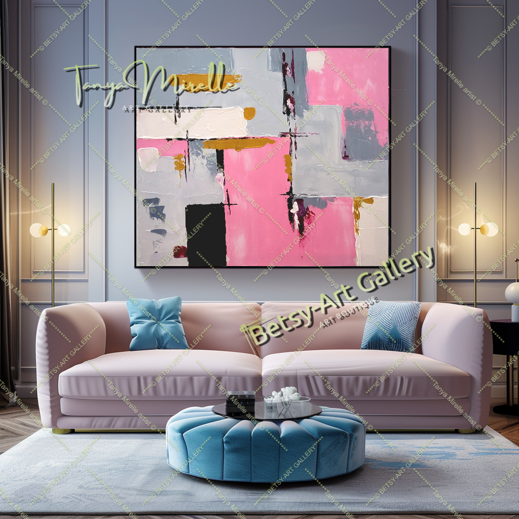 Pink Symphony - Modern Abstract Impasto Oil Painting on Canvas