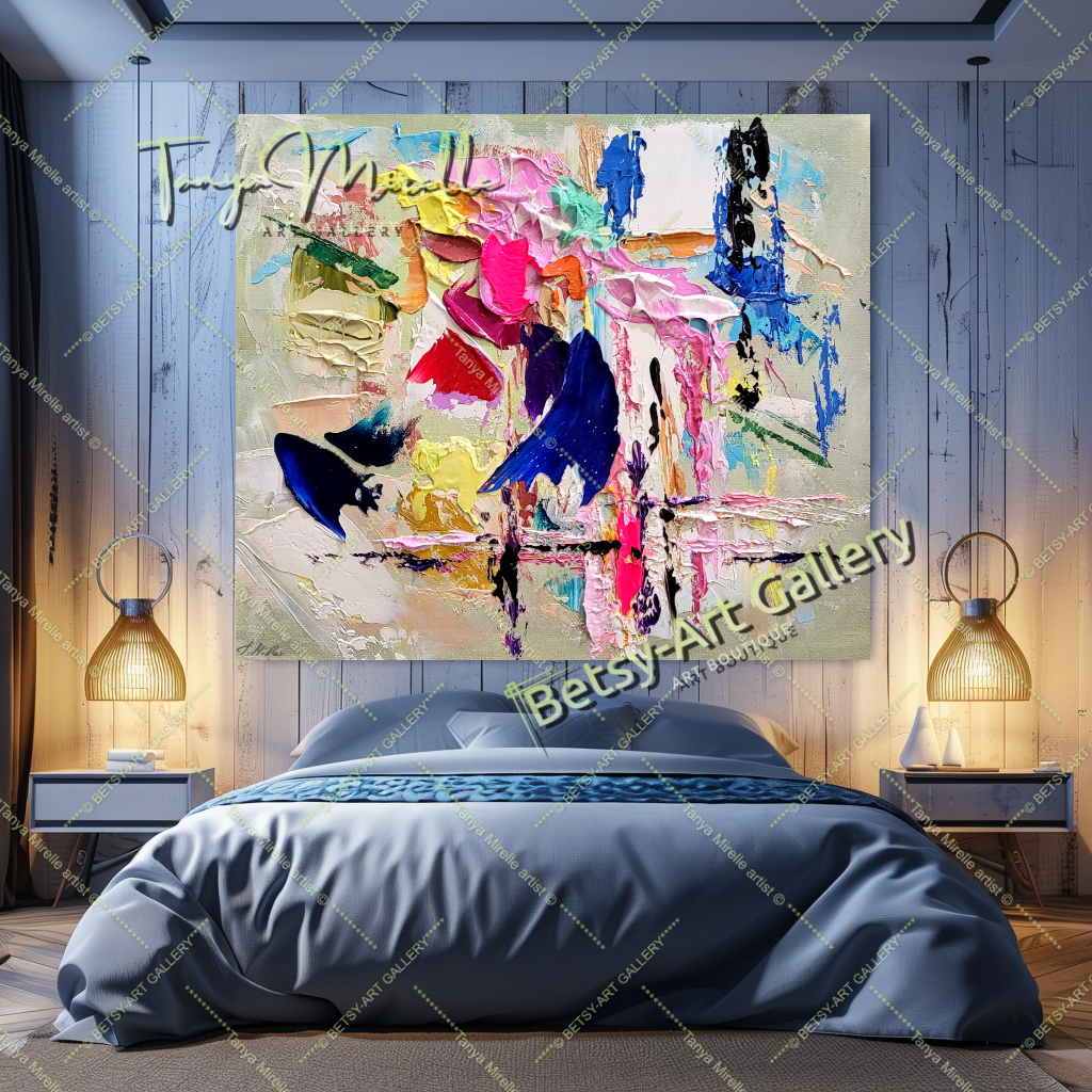 Large Modern Abstract Impasto Oil Painting for Living room