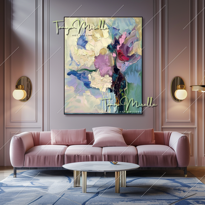 Luxury Abstract Oil Painting, Colorful Home Decor #212