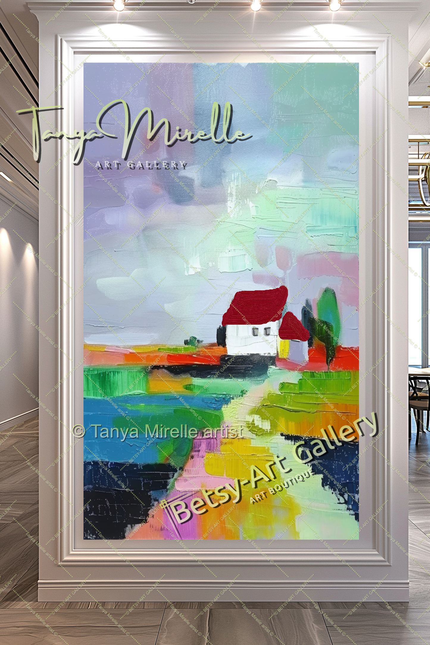 Colorful Mediterranean Landscape Painting – Modern Impasto Canvas Art
