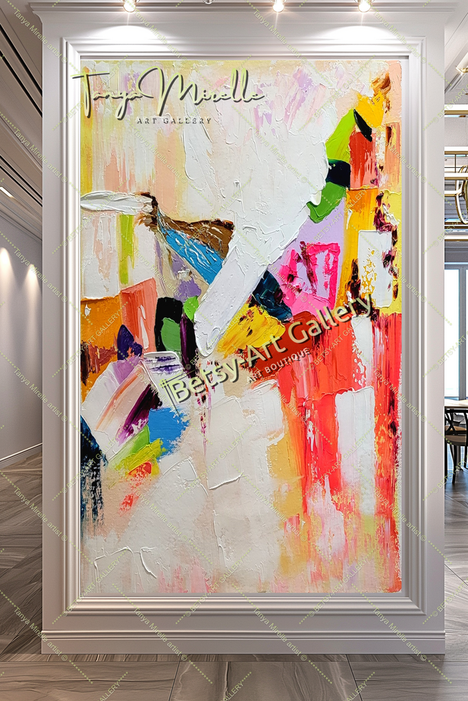 Kaleidoscope Dream - Modern Abstract Impasto Oil Painting on Canvas – Large – Oil on Canvas – {{ product.title }} canvas artwork by Tanya Mirelle – modern wall decor – original artwork for home, living room, office, or gallery – original artwork by BETSY-ART GALLERY
