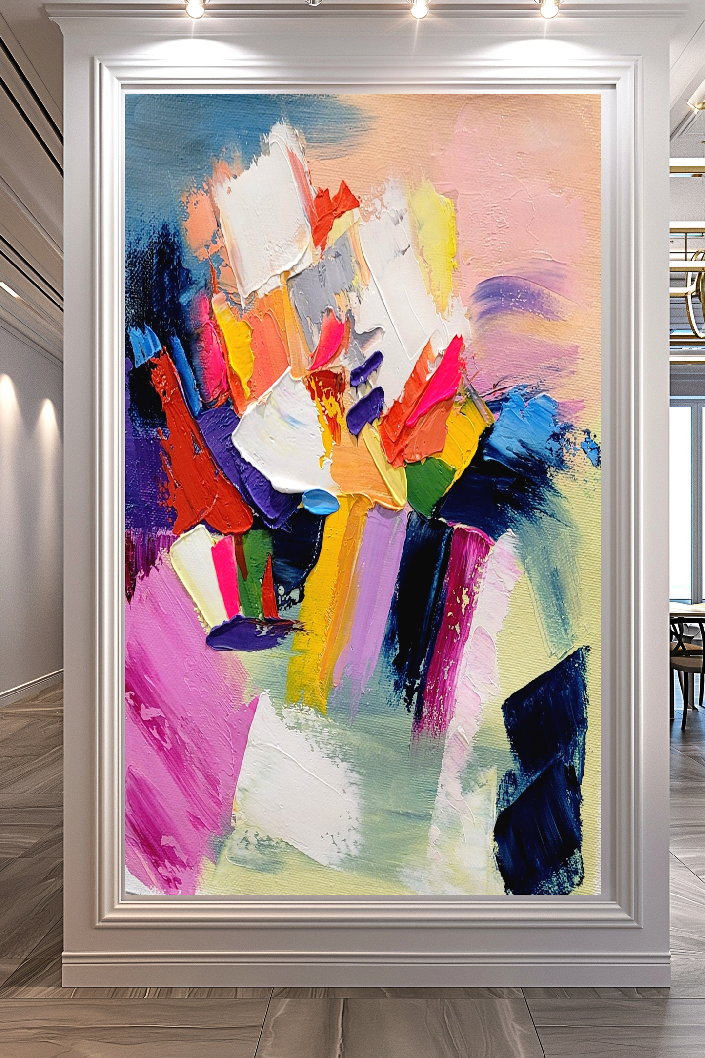 Modern Abstract Impasto Oil Painting on Canvas, Colorful Wall Art