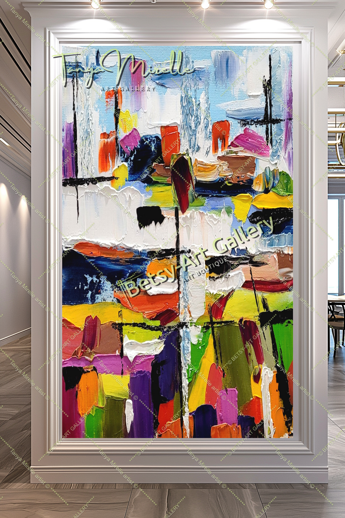 Urban Kaleidoscope - Modern Abstract Impasto Oil Painting on Canvas