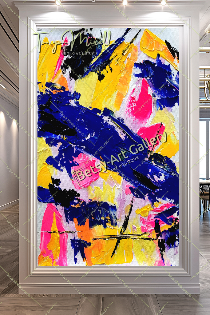 Electric Fusion - Large Abstract Textured Paintings for living room – Large – Oil on Canvas – {{ product.title }} canvas artwork by Tanya Mirelle – modern wall decor – original artwork for home, living room, office, or gallery – original artwork by BETSY-ART GALLERY