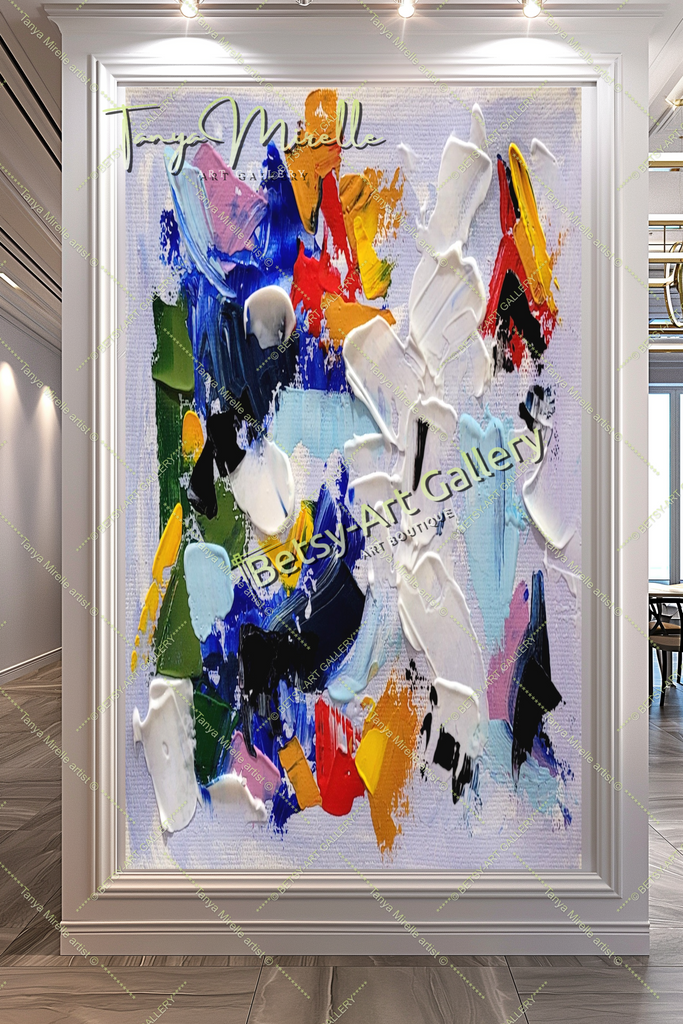 Kaleidoscope of Colors - Impasto Acrylic Painting on Canvas #225 – Large – Oil on Canvas – {{ product.title }} canvas artwork by Tanya Mirelle – modern wall decor – original artwork for home, living room, office, or gallery – original artwork by BETSY-ART GALLERY