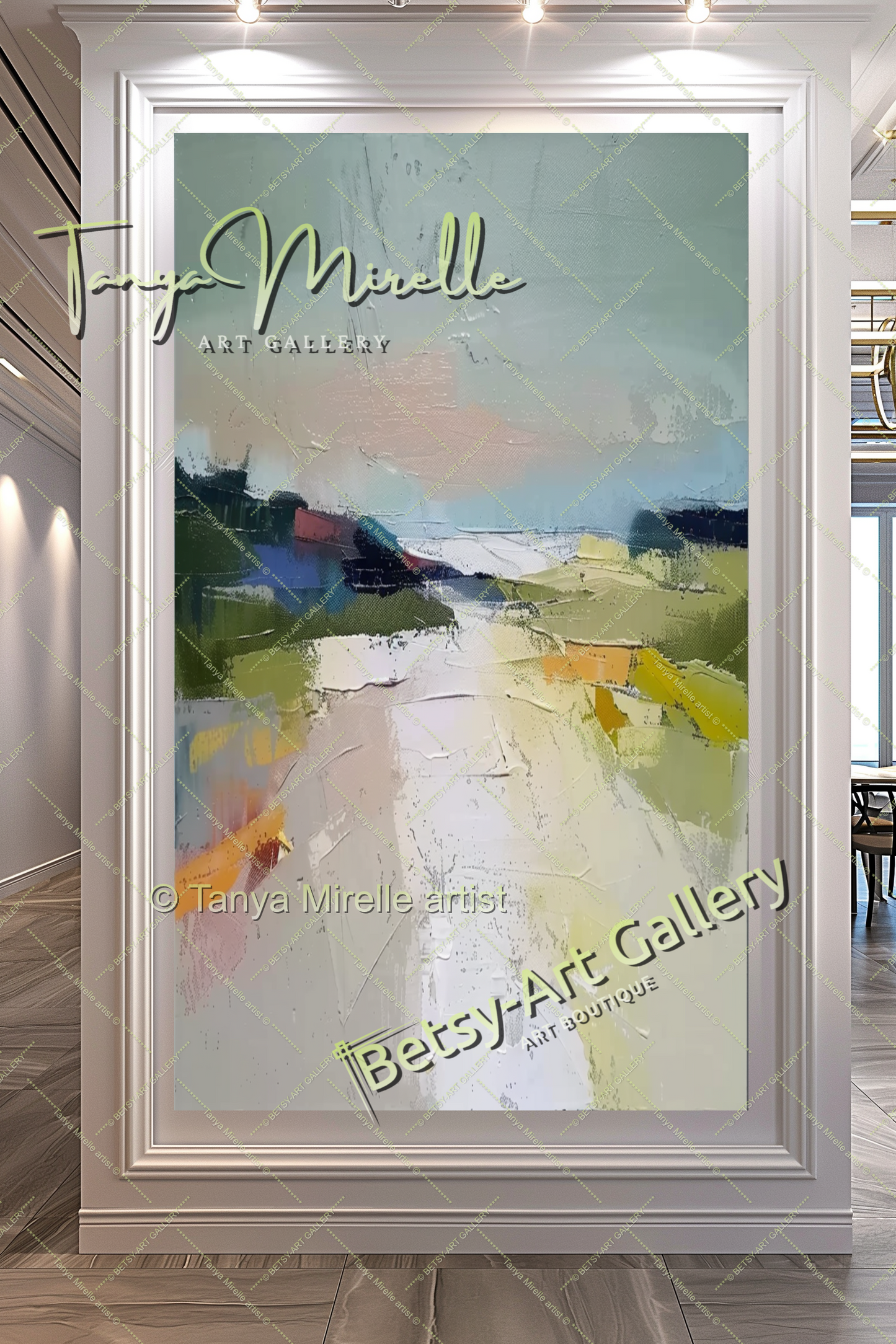 Large Abstract Landscape Painting – Modern Wall Art for Living Room
