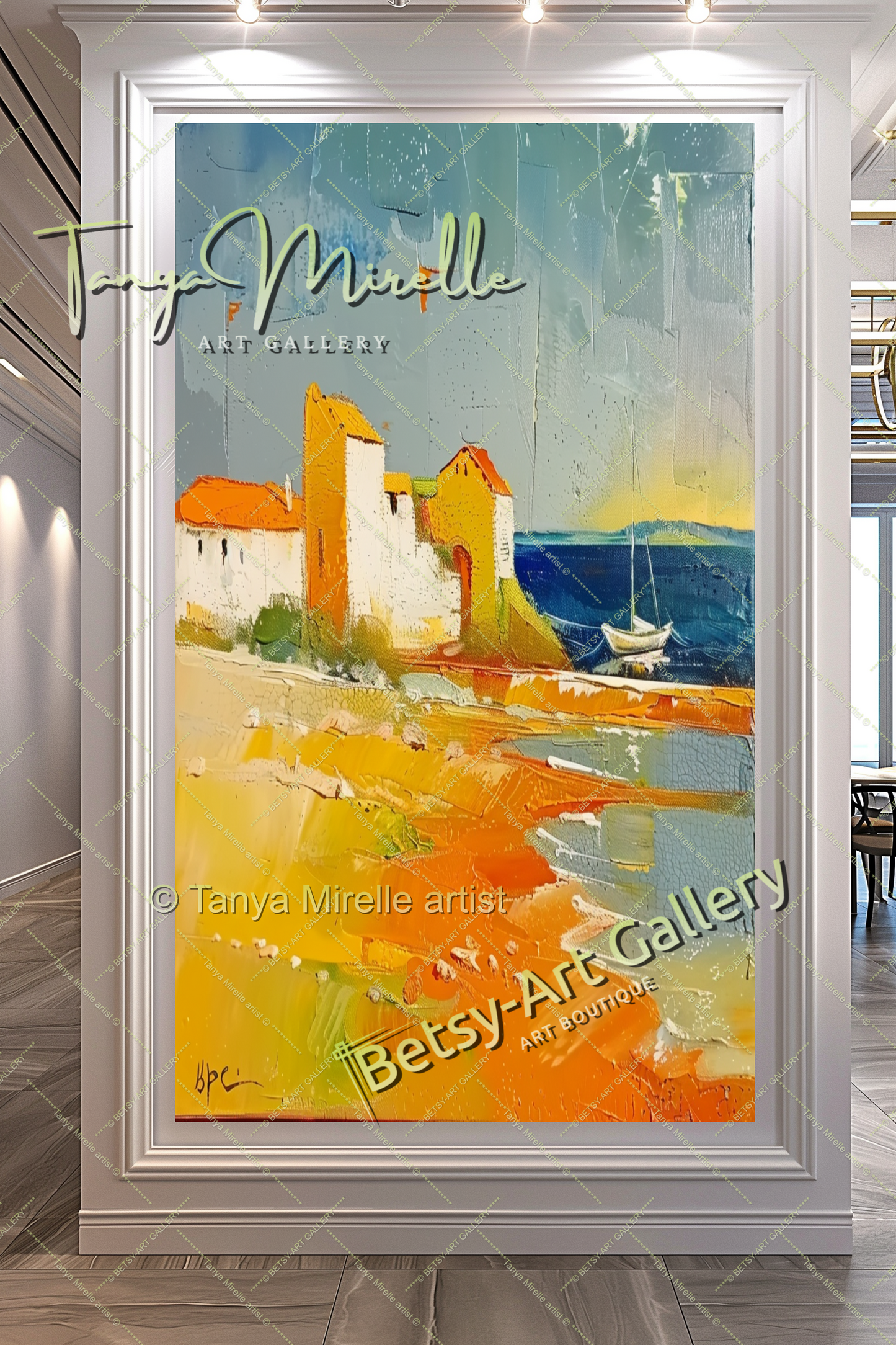 Mediterranean Landscape Canvas – Vibrant Textured Abstract Painting
