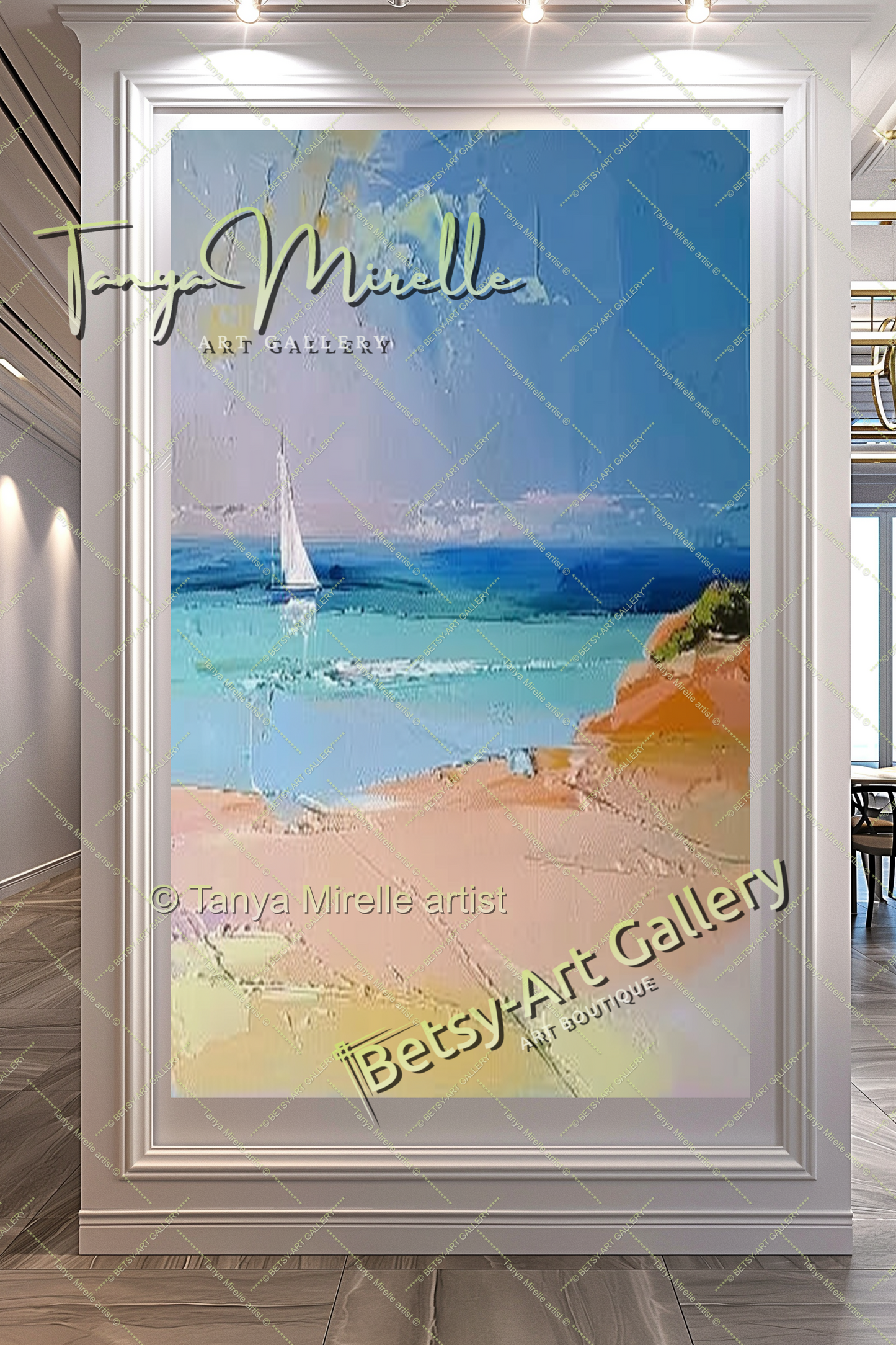 Soft Seashore Painting – Large Impasto Artwork for Home or Office