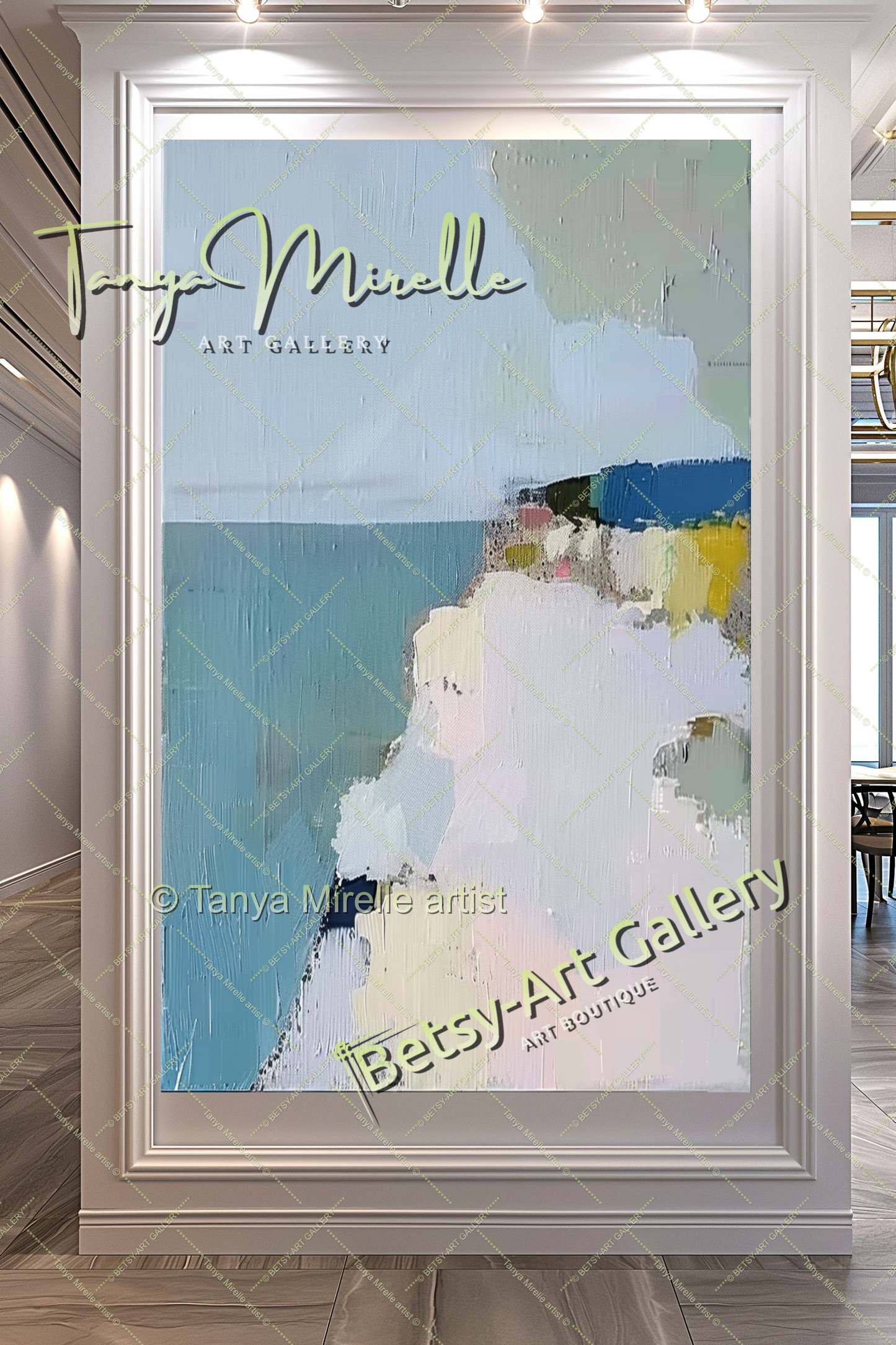 Minimalist Seashore Artwork – Impasto Landscape Abstract Painting