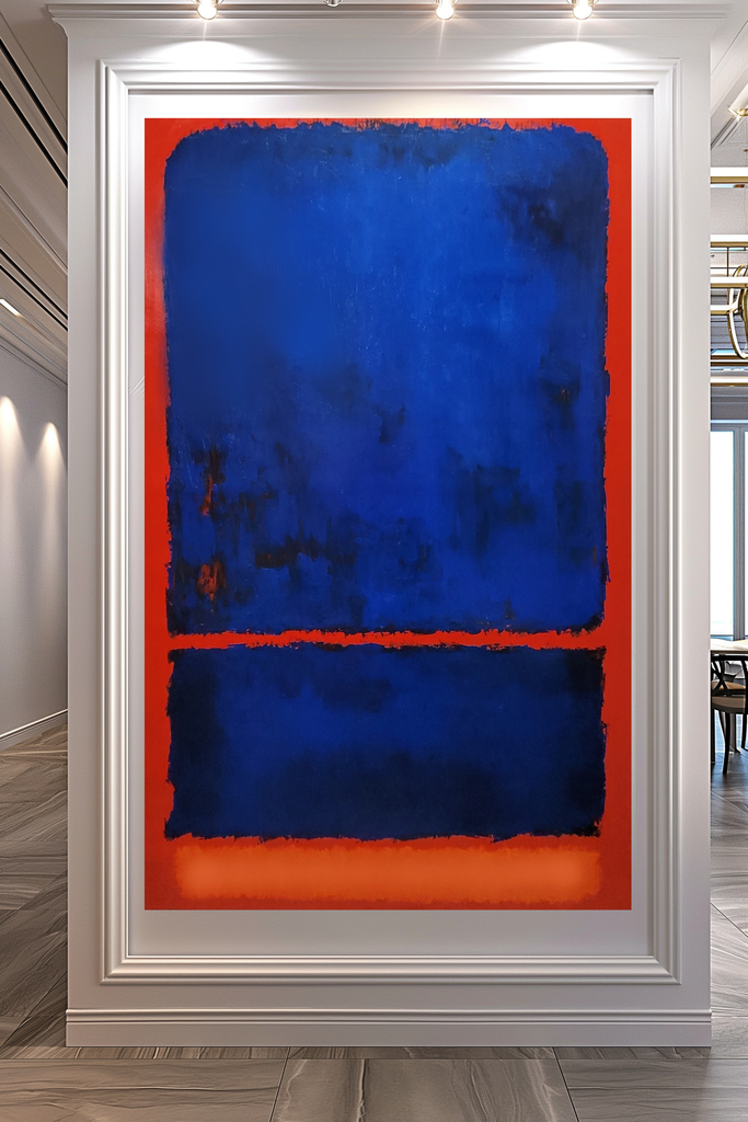 Red Blue Abstract by Mark Rothko, Modern Impasto Oil Painting on Canvas – Large – Oil on Canvas – {{ product.title }} canvas artwork by Tanya Mirelle – modern wall decor – original artwork for home, living room, office, or gallery – original artwork by BETSY-ART GALLERY