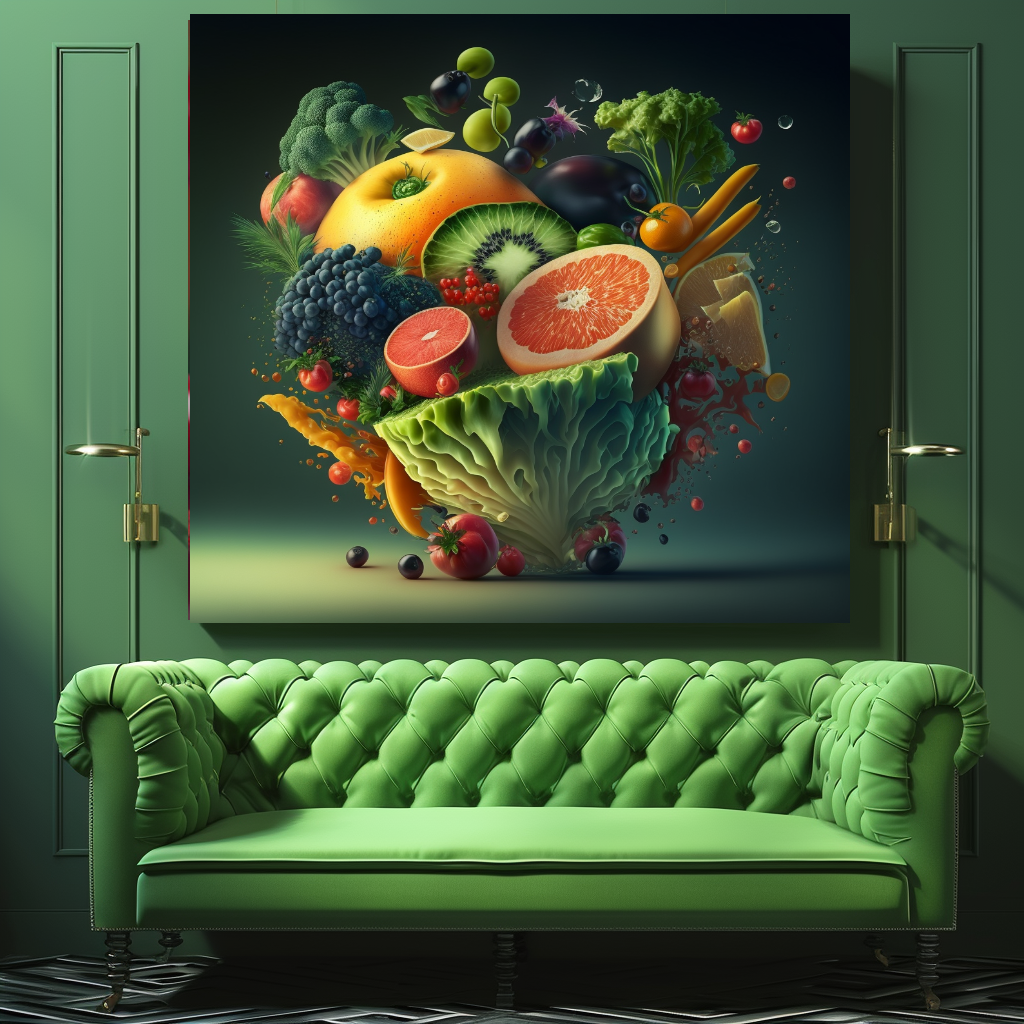 Fruit and Vegetable Boom Wall Art Print, Healthy Lifestyle