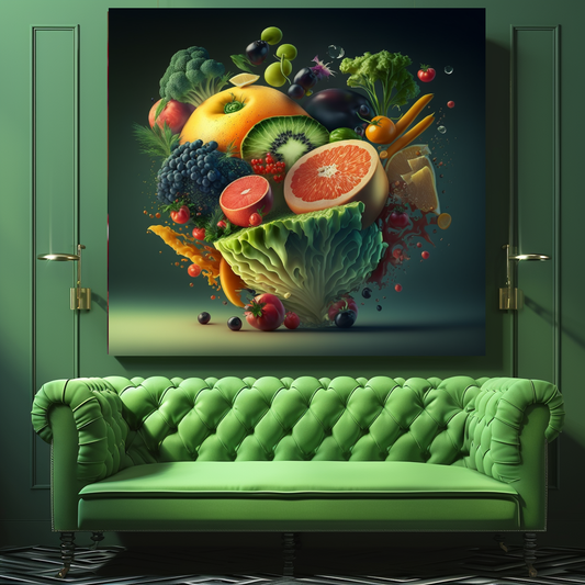 Fruit and Vegetable Boom Wall Art Print, Healthy Lifestyle