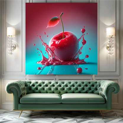Ripe Juicy Cherries Wall Art Print, Fresh Fruit Kitchen Decor