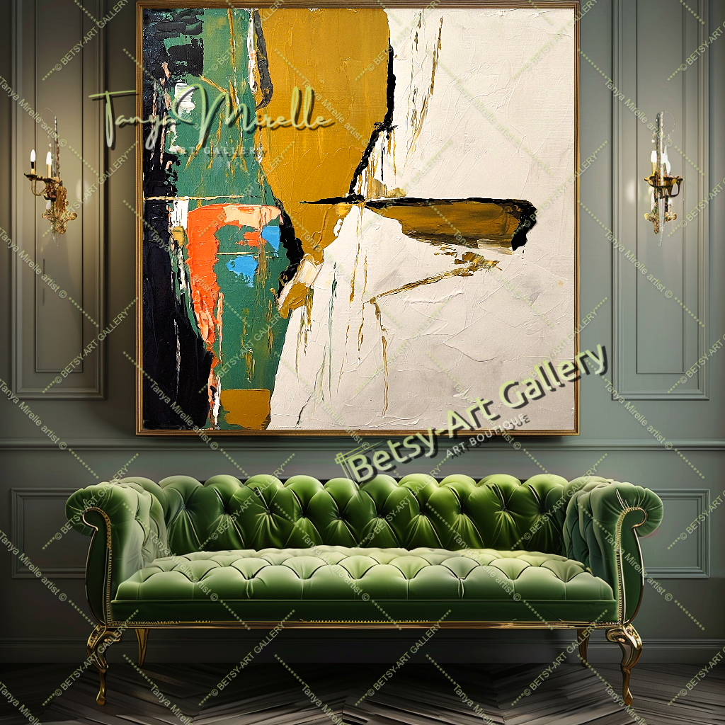 Modern Abstract Wall Art - Earthy Color Impasto Oil Painting on Canvas