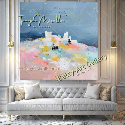Soft Colors Landscape Abstract Painting - Modern Wall Art