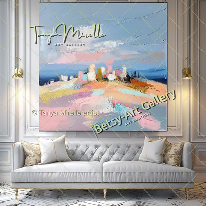 Soft Colors Landscape Abstract Painting - Modern Wall Art