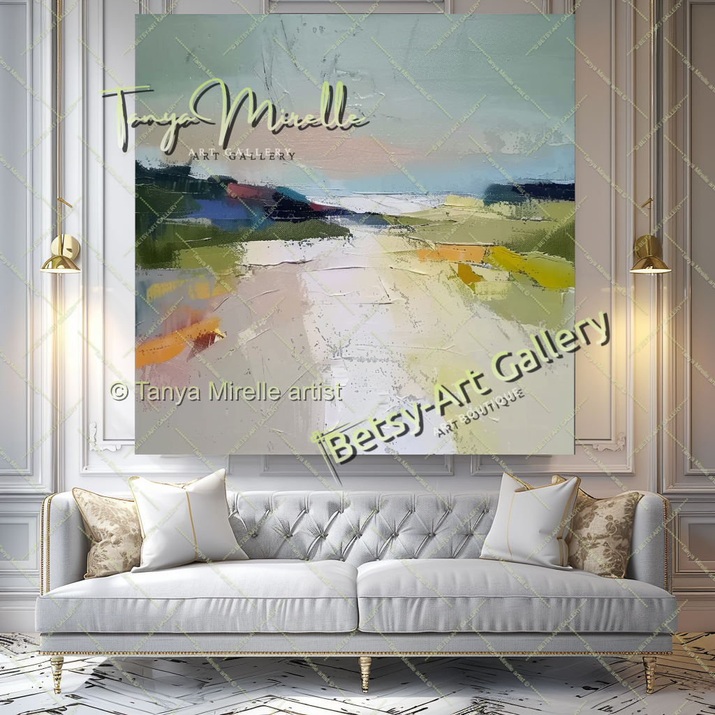 Large Abstract Landscape Painting – Modern Wall Art for Living Room