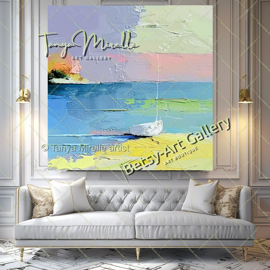 Seashore Painting – Large Textured Artwork for Contemporary Spaces