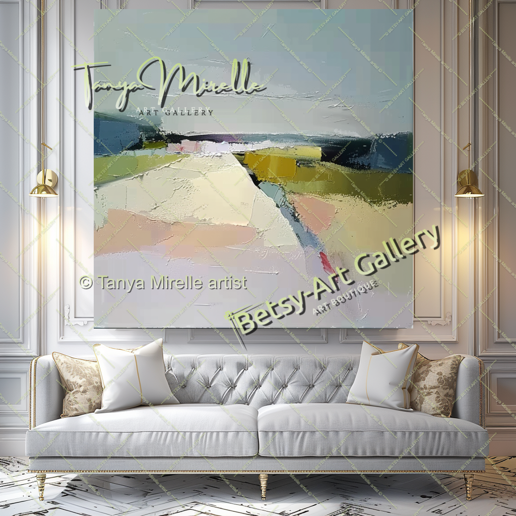 Large Abstract Landscape Painting – Modern Wall Art for Living Room
