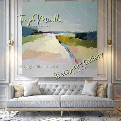 Large Abstract Landscape Painting – Modern Wall Art for Living Room