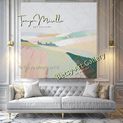 Minimalst Lndscape Abstract Painting – Large Canvas Wall Art