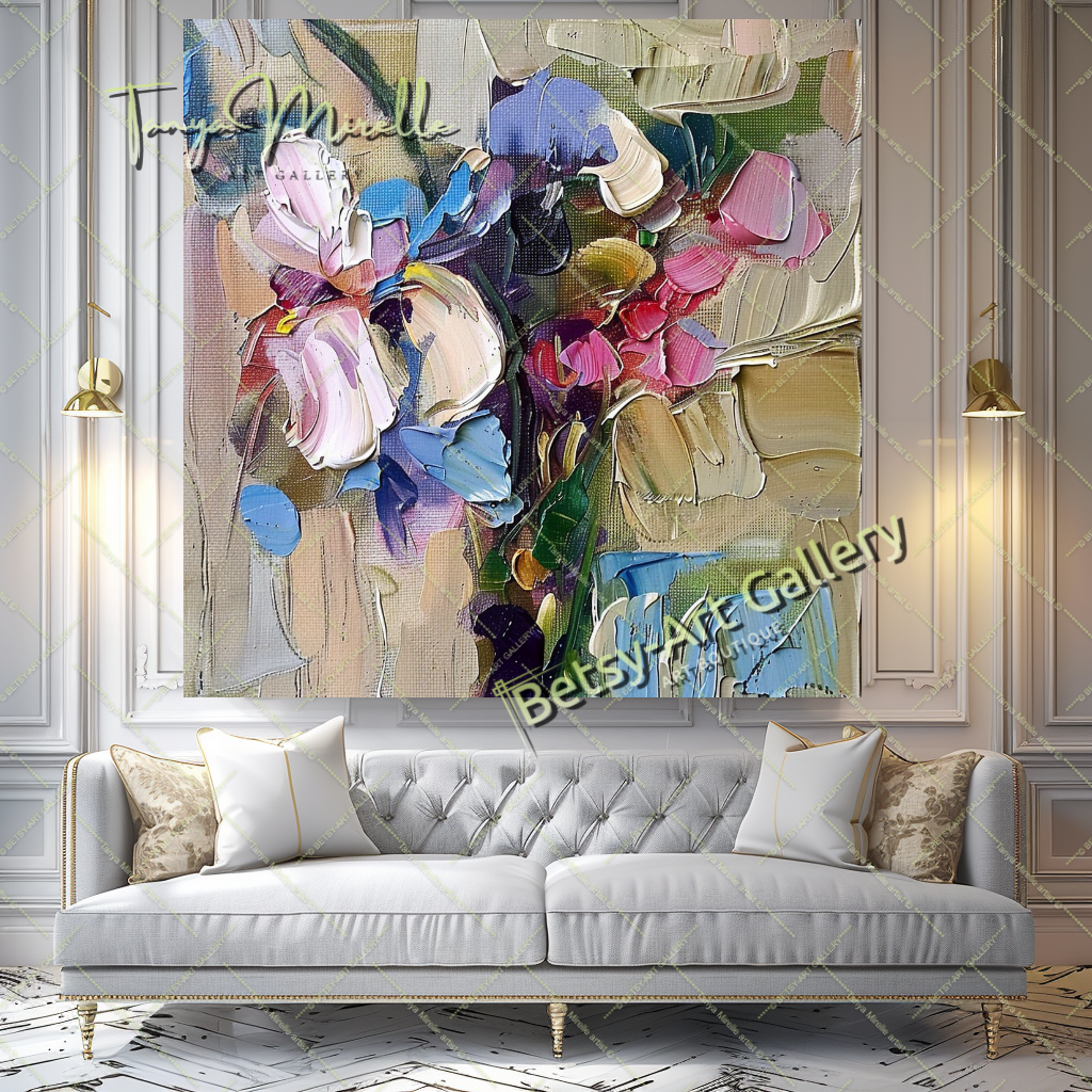 Colorful Bouquet Abstract Impasto Wall Art #181