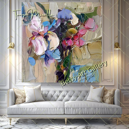 Colorful Bouquet Abstract Impasto Wall Art #181