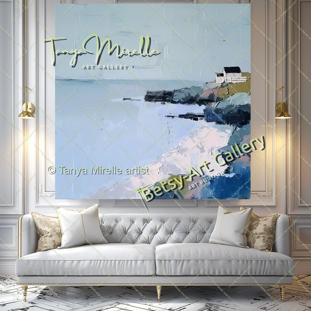 Minimalst Seascape Abstract Painting - Modern Wall Art
