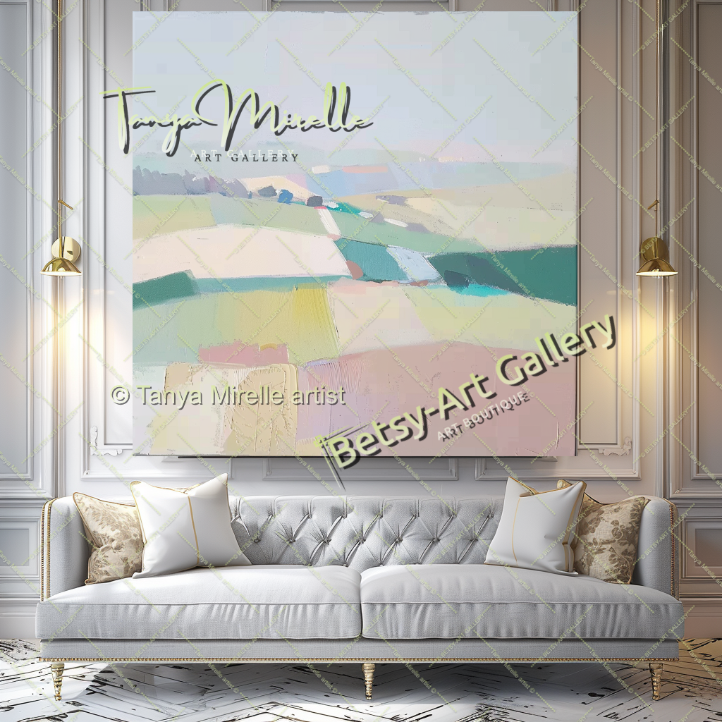 Minimalst Lndscape Abstract Painting – Large Canvas Wall Art