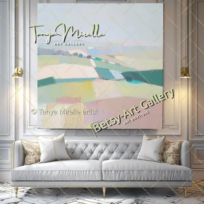 Minimalst Lndscape Abstract Painting – Large Canvas Wall Art