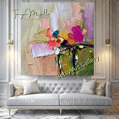 Textured Flower Oil Painting, Modern Floral Wall Art #167