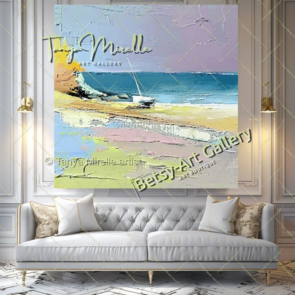 Seashore Painting – Large Textured Artwork for Contemporary Spaces