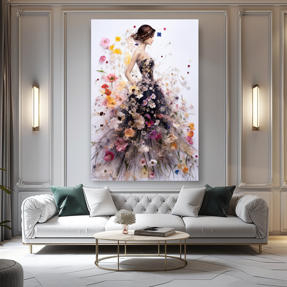 Blooming Flowers Dress - Perfume Floral Woman Art - Chic Home Decor