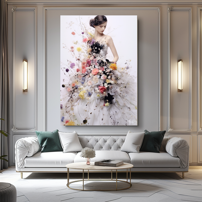 Perfume Floral Woman Art - Blooming Flowers Dress - Chic Home Decor