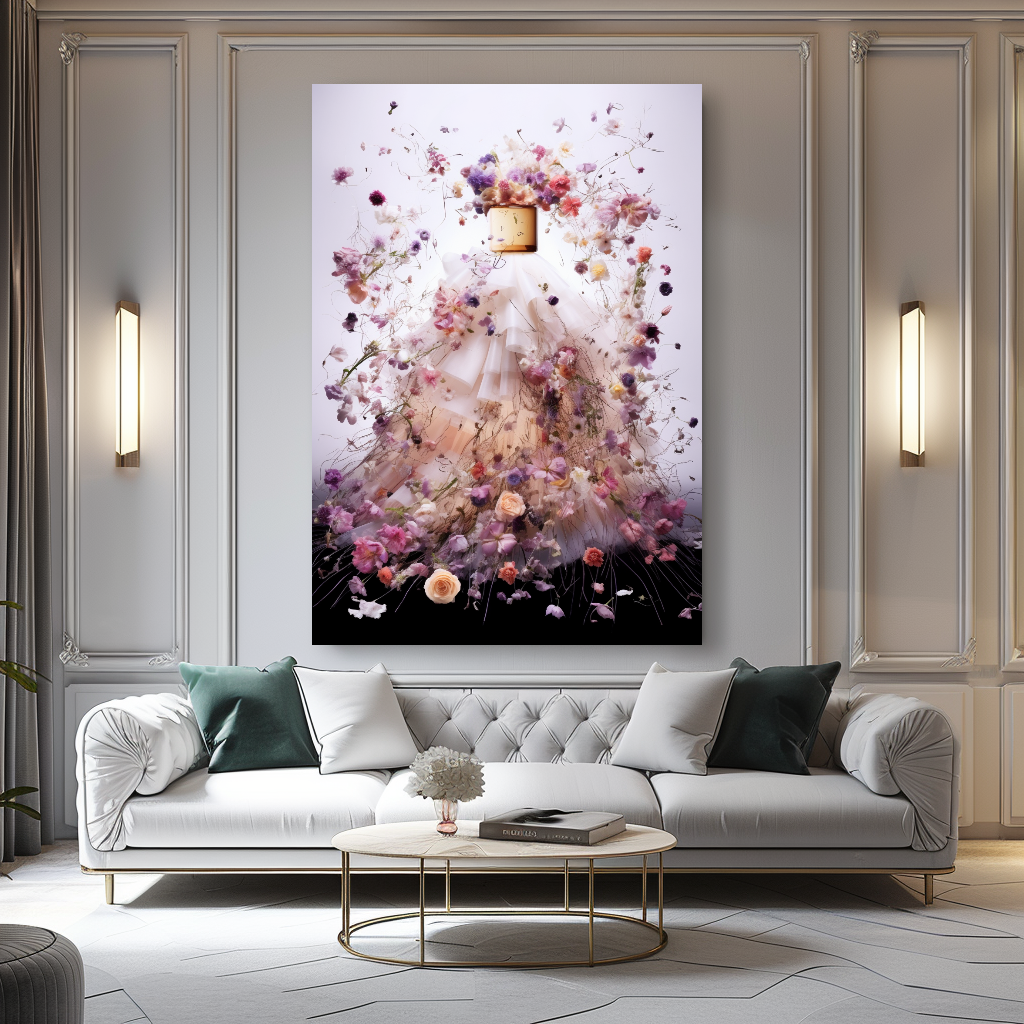 Fashion Artistic Floral Portrait - Perfume Floral Woman Art - Luxurious Canvas Wall Art Decor