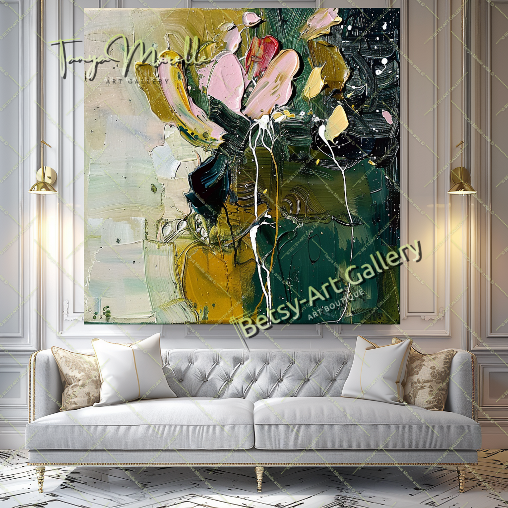 Abstract Expressionist Oil Painting with Bold Colors #193