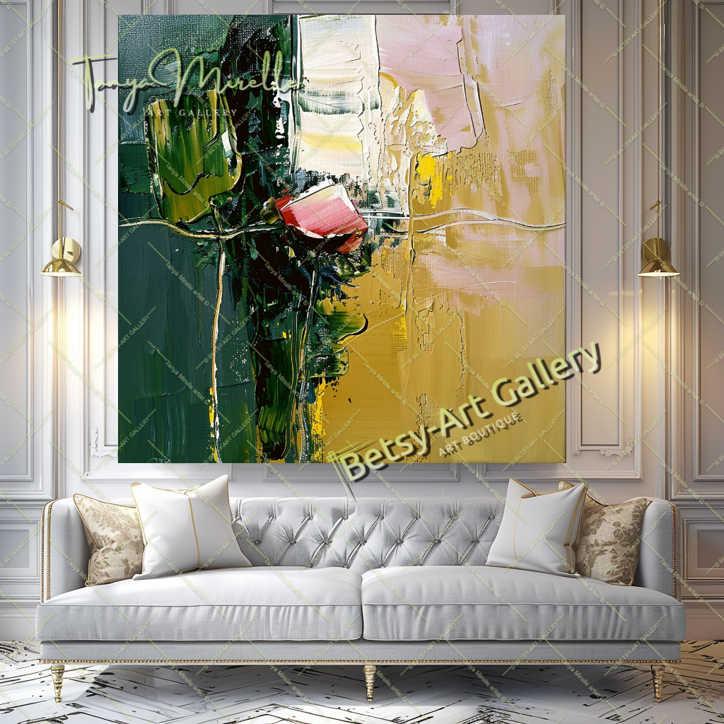 Abstract Expressionist Oil Painting with Bold Colors #193