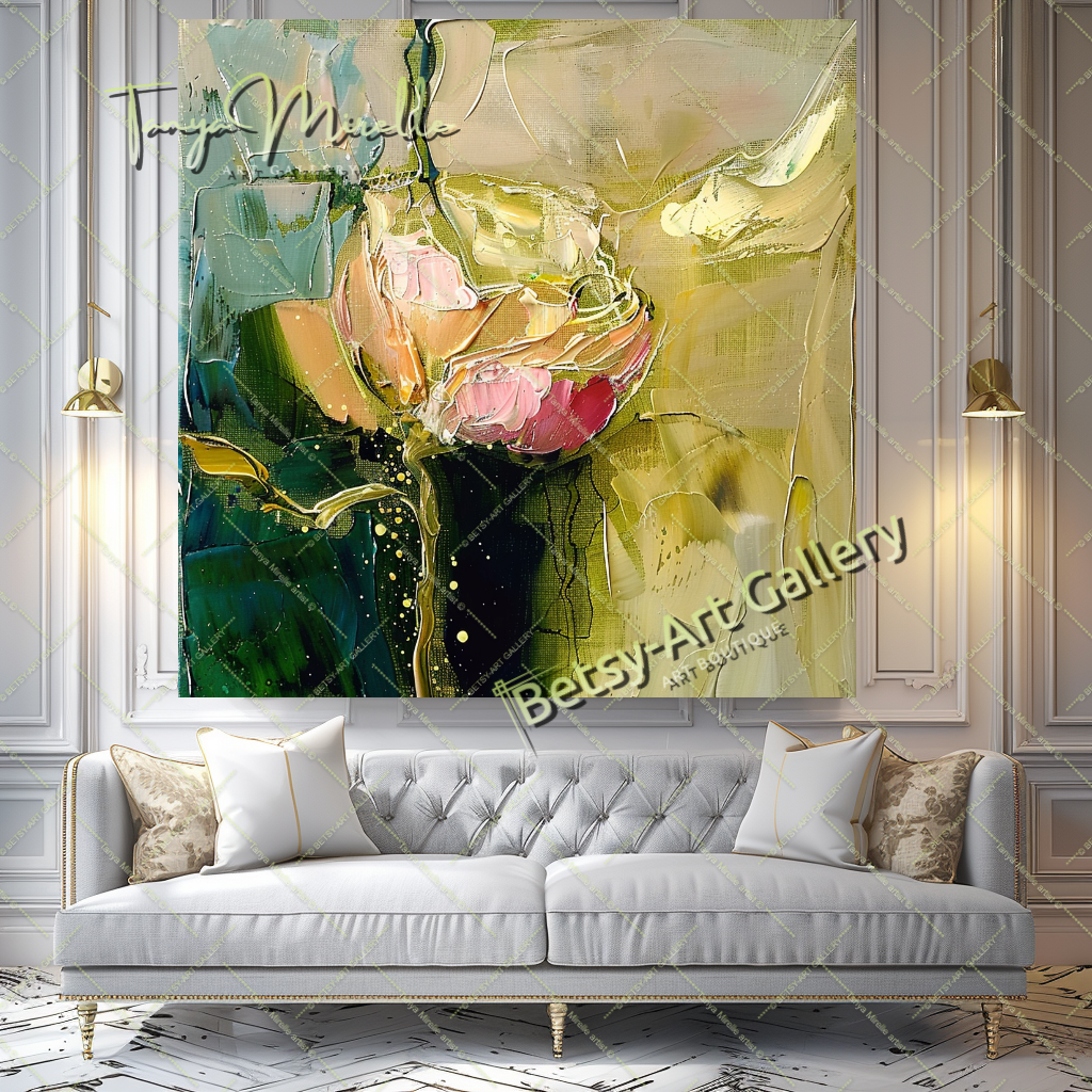 Abstract Expressionist Oil Painting with Bold Colors #193