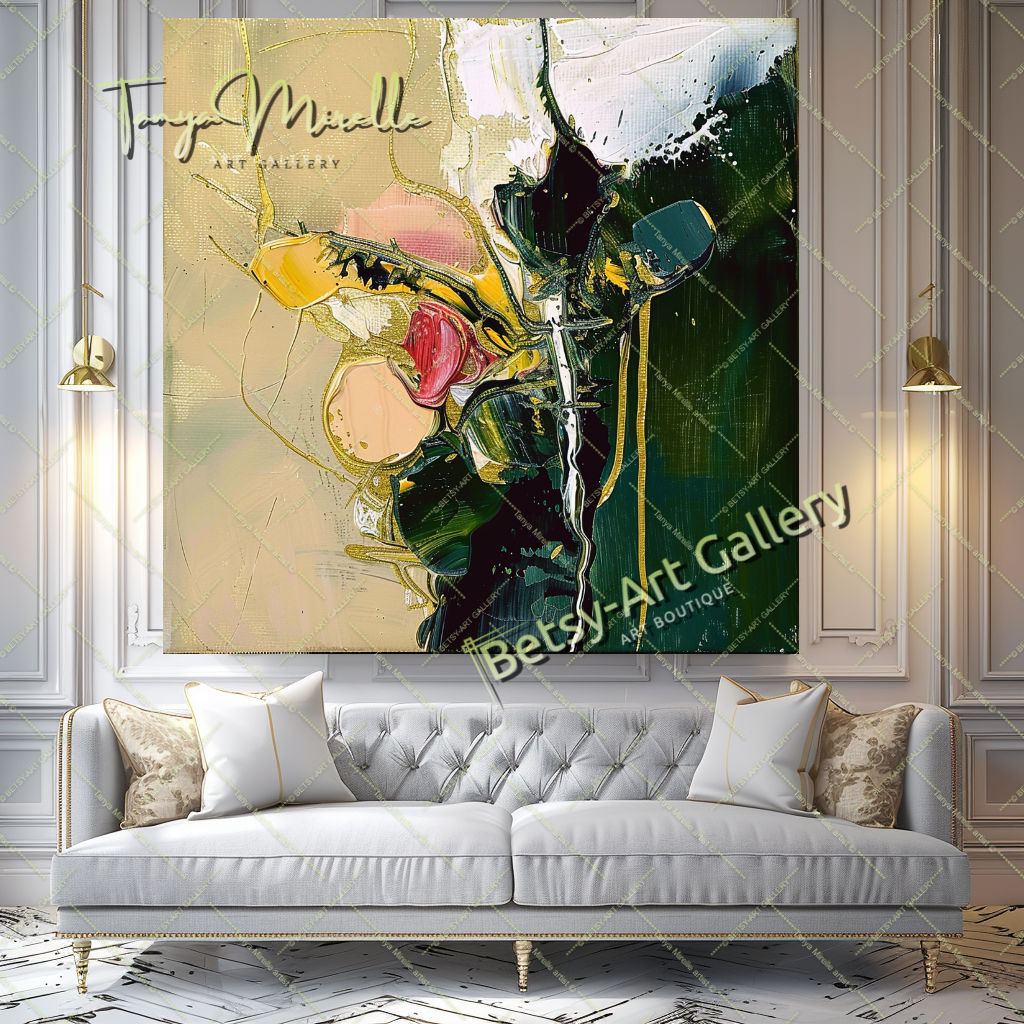Abstract Expressionist Oil Painting with Bold Colors #193