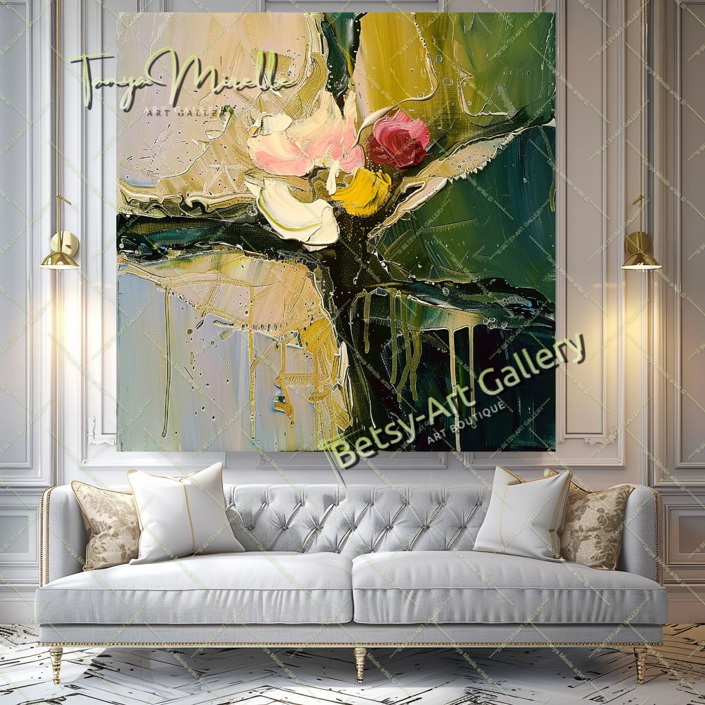 Abstract Expressionist Oil Painting with Bold Colors #194 – Large – Oil on Canvas – {{ product.title }} canvas artwork by Tanya Mirelle – modern wall decor – original artwork for home, living room, office, or gallery – original artwork by BETSY-ART GALLERY