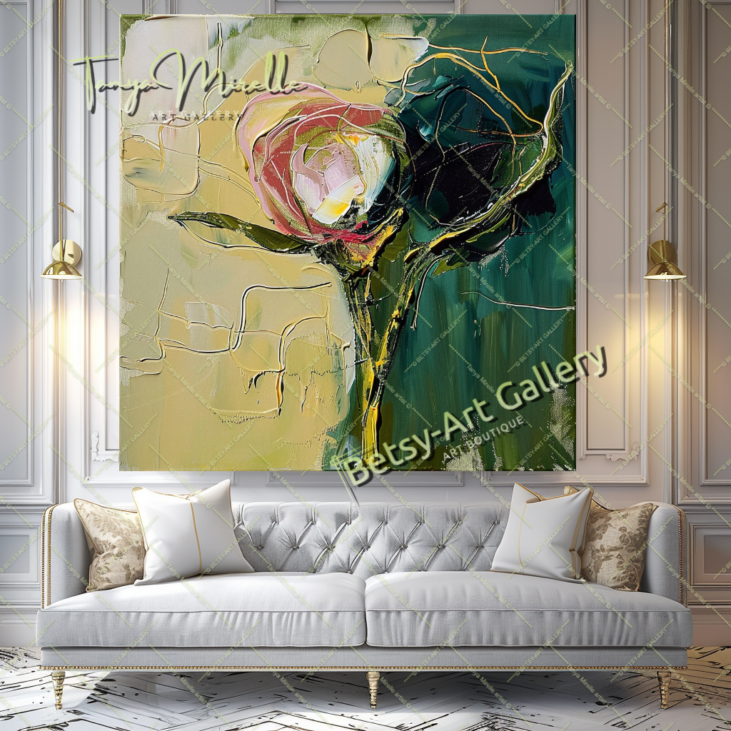 Abstract Expressionist Oil Painting with Bold Colors #194