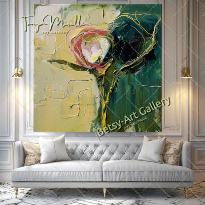 Abstract Expressionist Oil Painting with Bold Colors #194