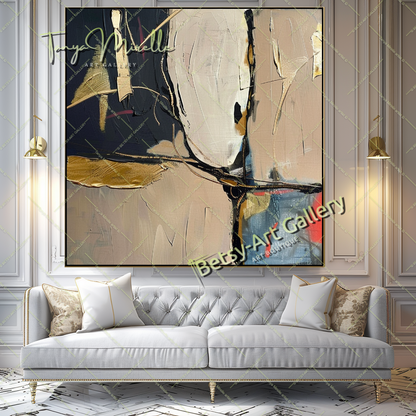 Gold Minimalist Art - Abstract Oil Painting #196