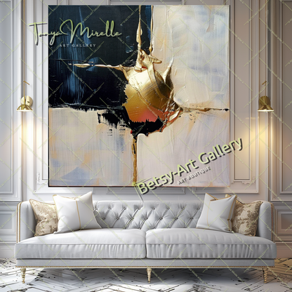 Luxury Gold Minimalist Art - Abstract Oil Painting #198