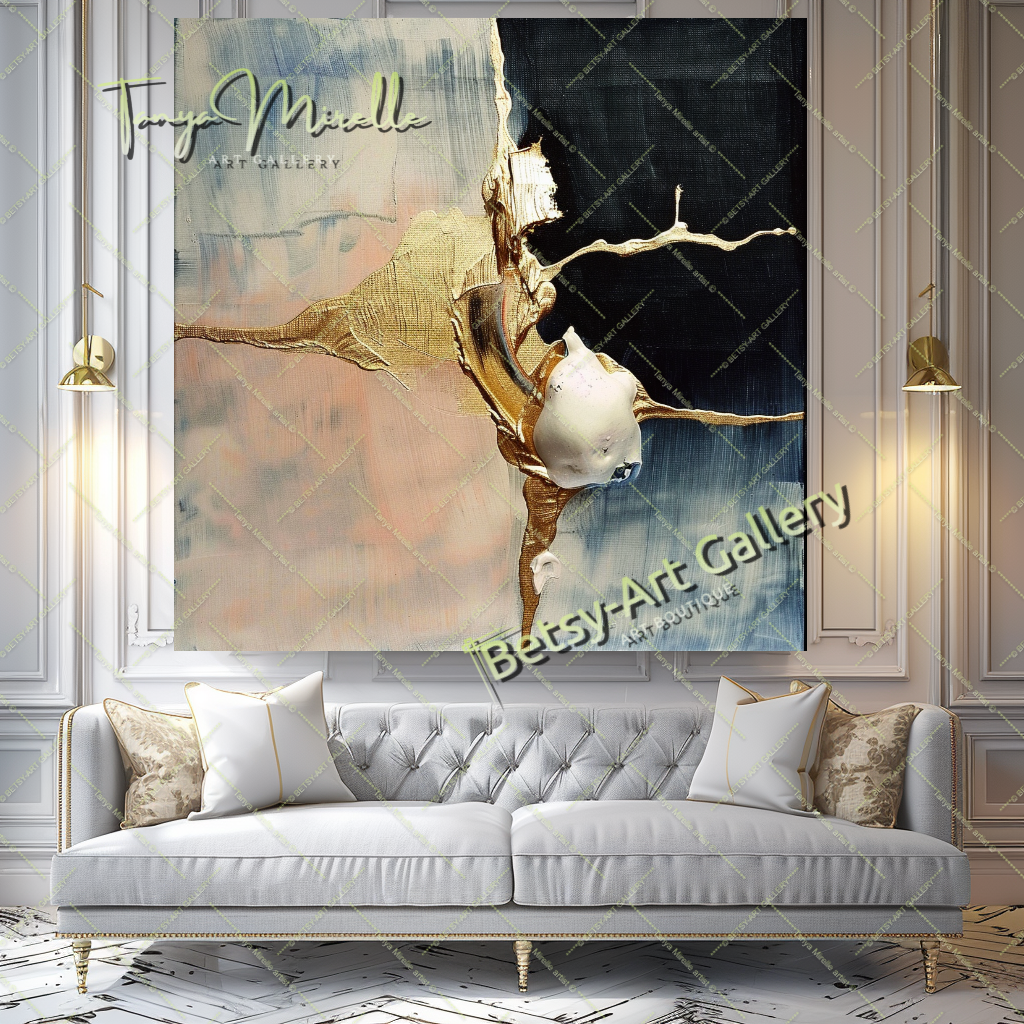 Luxury Gold Minimalist Art - Abstract Oil Painting #198