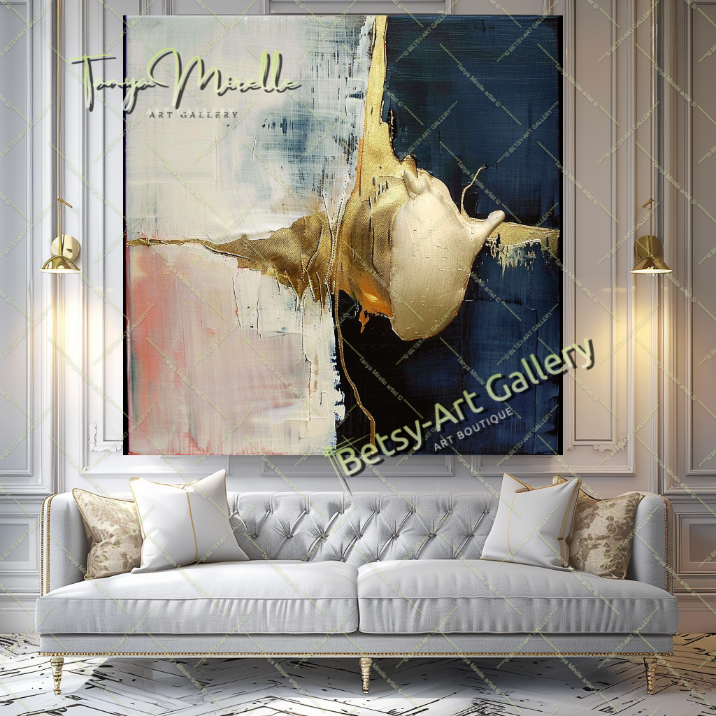 Luxury Gold Minimalist Art - Abstract Oil Painting #198 – Large – Oil on Canvas – {{ product.title }} canvas artwork by Tanya Mirelle – modern wall decor – original artwork for home, living room, office, or gallery – original artwork by BETSY-ART GALLERY