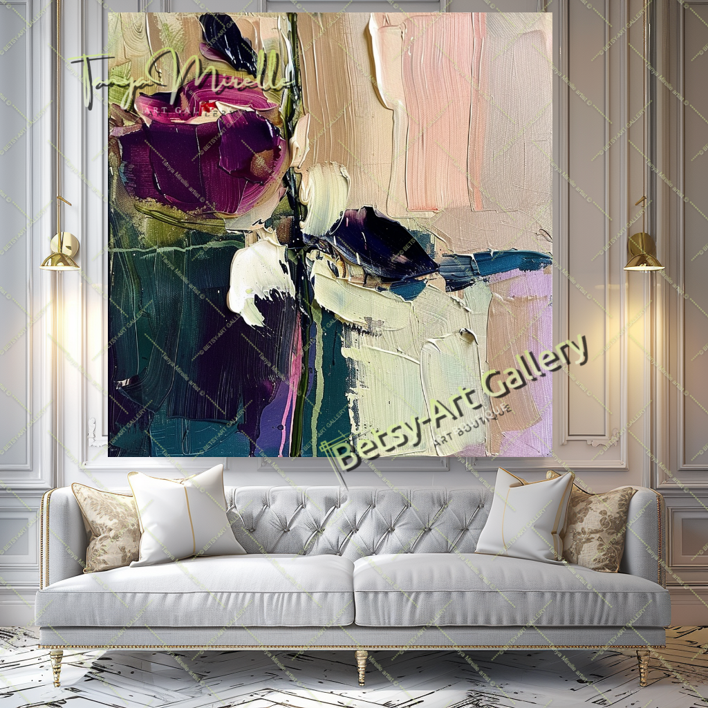 Bold Abstract Rose - Floral Oil Painting for Living Room #201